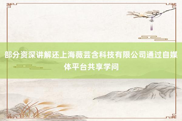 部分资深讲解还上海薇芸含科技有限公司通过自媒体平台共享学问