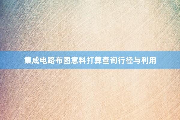 集成电路布图意料打算查询行径与利用